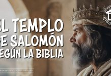 "Representación artística del Templo de Salomón con logo de Devocionales Cristianos"