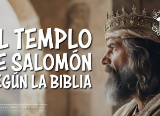 "Representación artística del Templo de Salomón con logo de Devocionales Cristianos"